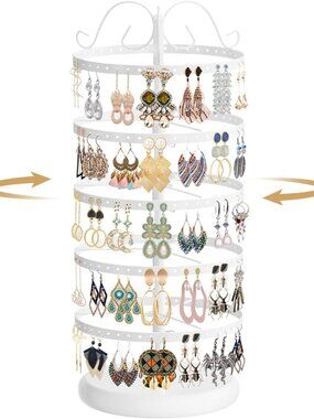 Rotating Earring Holder Organizer Stand, 5 Tier Metal Tree Display for Women Ven